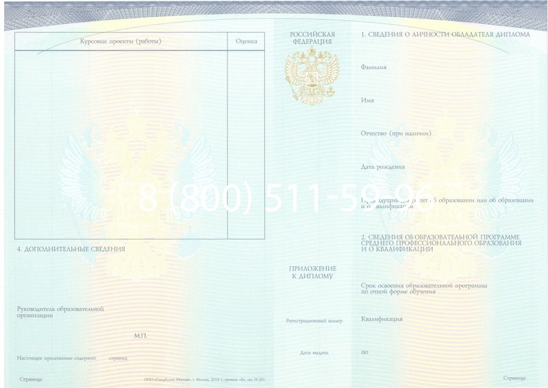 Купить Диплом о среднем образовании (Спецбланк) 2014-2024 года в Пензе